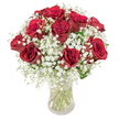 This stunning bouquet, expertly crafted by Chinatown's floral specialists, is a vision of classic romance with a local flourish. Twelve rich red roses bloom with vitality at the heart of the arrangement, each petal soft as velvet, their passionate hue radiating against a billowing cloud of white baby's breath. The Gypsophila weaves around the roses, providing gentle contrast and softening the overall effect, much like the quiet courtyards amidst Chinatown's lively alleys. Arranged in a simple, see-through glass vase, the sculptural stems and clear water echo the fresh, garden-like abundance found in the area's beloved markets. The bouquet's scent-a heady yet airy combination of fresh roses and delicate sweetness-creates an inviting atmosphere, reminiscent of early morning floral stalls along Lisle Street. Designed to mark meaningful moments-be it a celebration, an anniversary, or the simple joy of letting someone know they are cherished-this arrangement from a local Chinatown florist unites tradition and elegance, bringing a subtle piece of the neighbourhood's magic into every home.