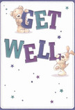 This get well card is awash with playful spirit and gentle encouragement, its cheerful design ready to brighten the mood of anyone feeling under the weather amid the vibrant lanes of Chinatown. Against a soft cream background, a plush teddy bear and an energetic puppy spring forward, each joyfully balancing oversized, indigo and teal letters that spell out 'Get Well.' The expressive, illustrated fur suggests a comforting, huggable softness, while star shapes scattered in shades of blue and purple dance across the card, imbuing the artwork with hope and wonder. The composition is as carefully curated as a bouquet from Chinatown Flowers-every detail placed with intention to bring genuine comfort to a friend recuperating on Gerrard Street or in a nearby residence. The mood is uplifting and inclusive, much like the spirit of Chinatown itself: caring, vibrant, and filled with small, thoughtful acts of kindness.